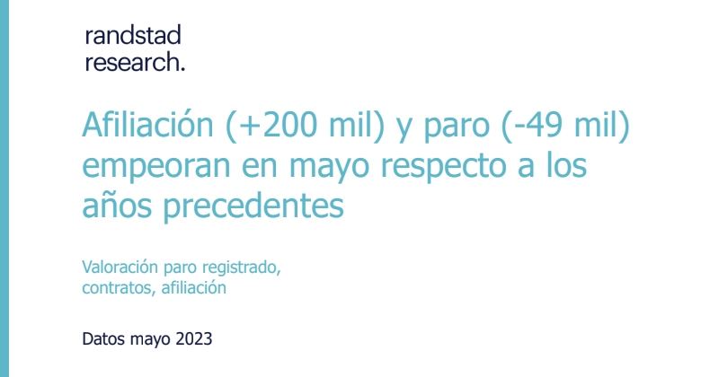Afiliación (+200 mil) y paro (-49 mil) empeoran en mayo respecto a los años precedentes