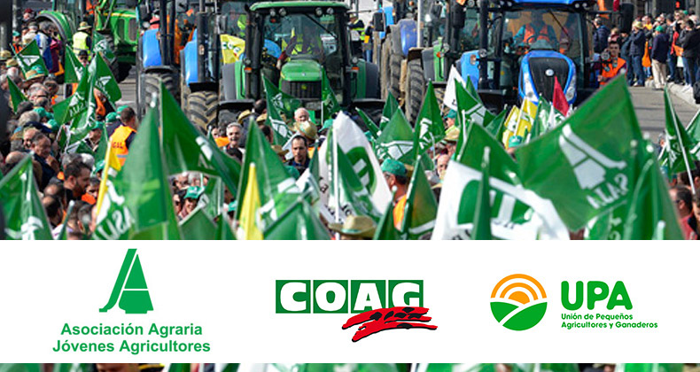 ASAJA COAG y UPA retoman las movilizaciones en todos los territorios