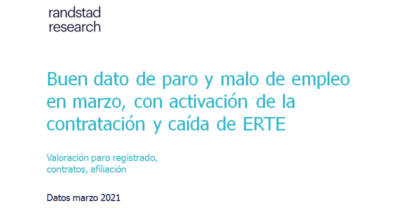 Buen dato de paro y malo de empleo en marzo, con activación de la contratación y caída de ERTE