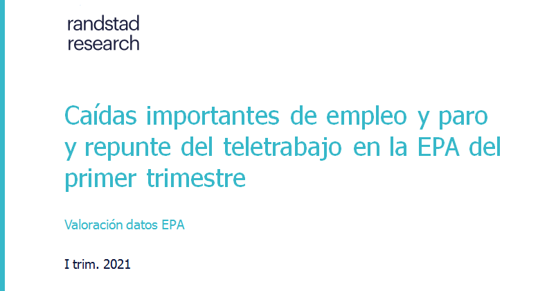 Caídas importantes de empleo y paro y repunte del teletrabajo en la EPA del primer trimestre