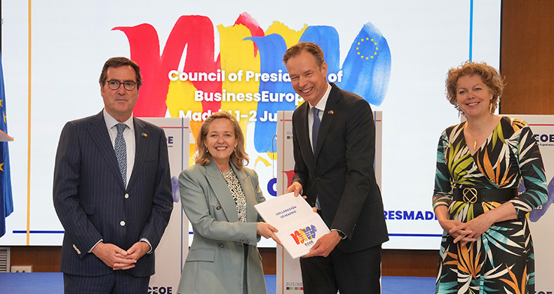 Los empresarios europeos piden en la Declaración de Madrid situar la competitividad como eje de acción de la Presidencia española del Consejo de la UE