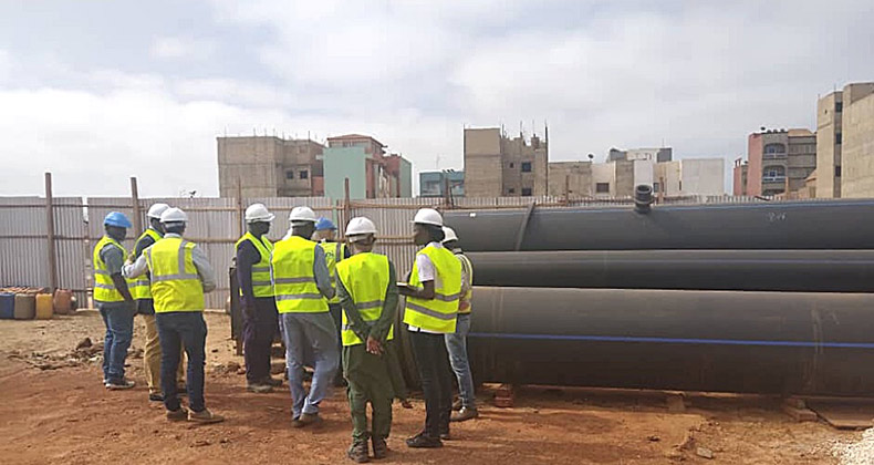 Representantes del Banco Islámico de Desarrollo y la ONAS constatan el avance de las obras de Incatema en Cambérène (Senegal)