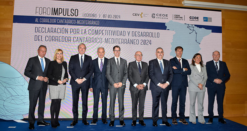 Las organizaciones empresariales de la Comunidad Valenciana, Aragón, Castilla y León, Cantabria y La Rioja instan al Gobierno de España a que el Corredor Cantábrico-Mediterráneo se incorpore a la Red Transeuropea de Transporte para 2030