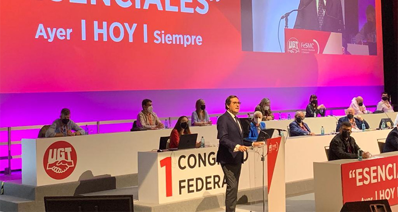 El presidente de CEOE participa en el I Congreso de la Federación de Servicios de UGT y valora la capacidad de diálogo de los agentes sociales