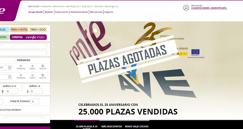 Renfe vende 25.953 billetes a 25 euros en 39 minutos