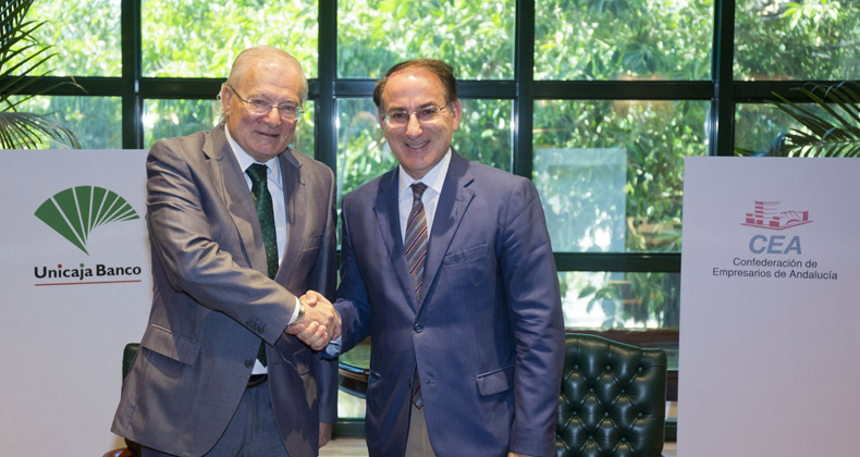 Unicaja Banco renueva su convenio con la CEA y habilita una línea de financiación de 1.000 millones de euros para el sector empresarial andaluz